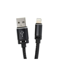 Заредете изображение във визуализатора на галерията – кабел usb for iPhone lightning 8-pin leather c182 black 2 meter - TopMag
