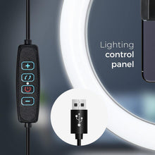 Заредете изображение във визуализатора на галерията – Led ring lamp 12inch with holder for mobile - само за 51.6 лв
