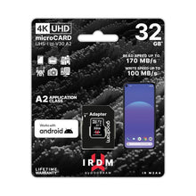 Заредете изображение във визуализатора на галерията – Memory card irdm by goodram 32gb microsd uhs i u3 v30 a2 170/100mb/s with adapter - TopMag
