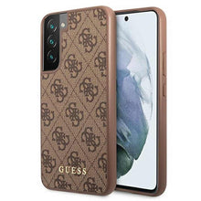 Заредете изображение във визуализатора на галерията – Оригинален гръб Guess за samsung s22 plus (4g metal gold logo / brown) - TopMag
