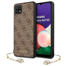 Заредете изображение във визуализатора на галерията – Original faceplate case guess guhcsa22gf4gbr for samsung a22 5g brown + charms - TopMag
