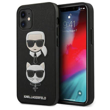 Заредете изображение във визуализатора на галерията – Original faceplate case KARL LAGERFELD KLHCP12SSAKICKCBK iPhone 12 MINI black - TopMag
