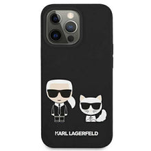 Заредете изображение във визуализатора на галерията – Оригинален гръб karl lagerfeld klhmp13lsskck за iphone 13 pro (karl &amp; choupette + mag / black) - TopMag
