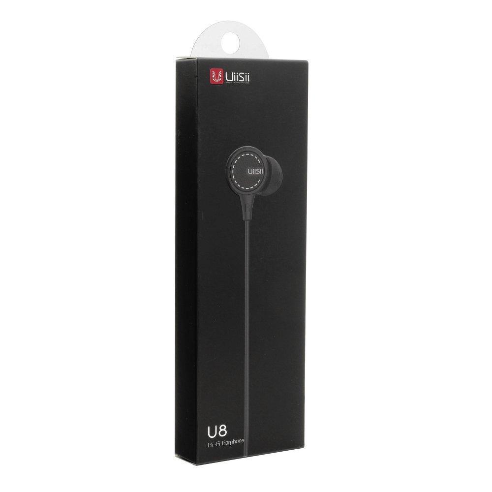 Premium sound hi-fi earphones uiisii u8 mini jack 3,5mm black - TopMag