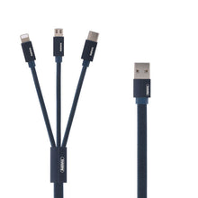 Заредете изображение във визуализатора на галерията – REMAX Cable Kerolla RC-094th 3 in 1 - USB to Micro USB, Type C, Lightning - Blue

