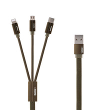Заредете изображение във визуализатора на галерията – REMAX Cable Kerolla RC-094th 3 in 1 - USB to Micro USB, Type C, Lightning - Green

