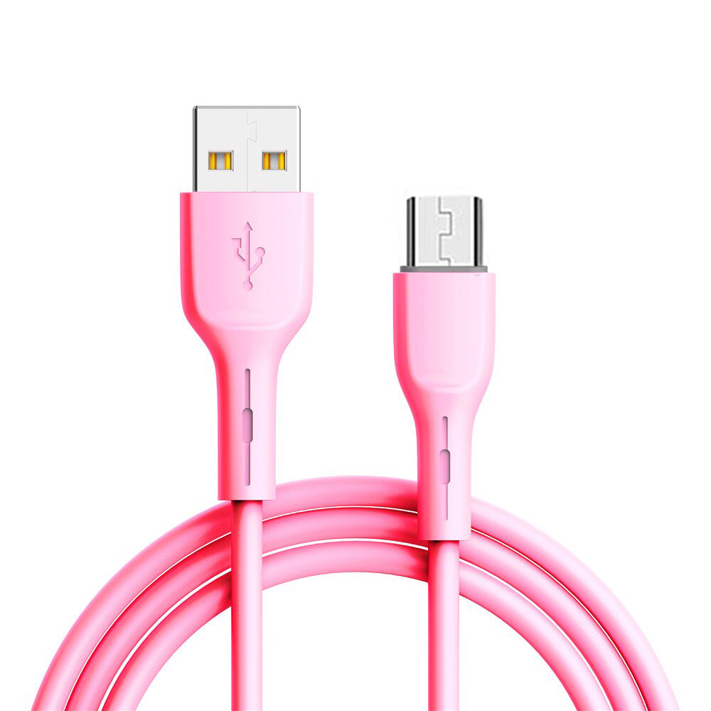 Cable Silicone - USB to Micro USB - QC 3.0 1 metre pink