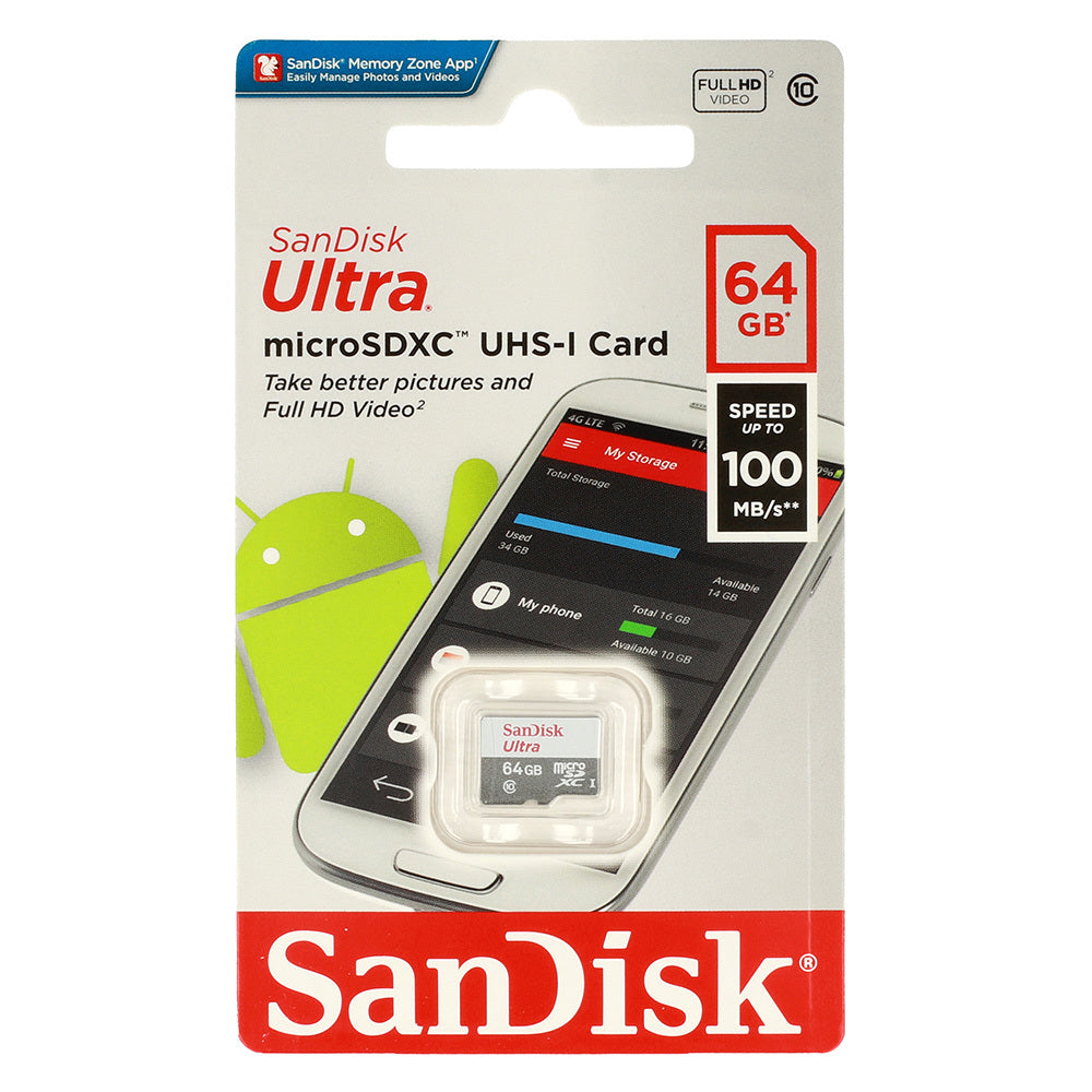 SANDISK ULTRA Memory MicroSDXC Card - 64GB 100MB/s Class 10 UHS-I without adapter