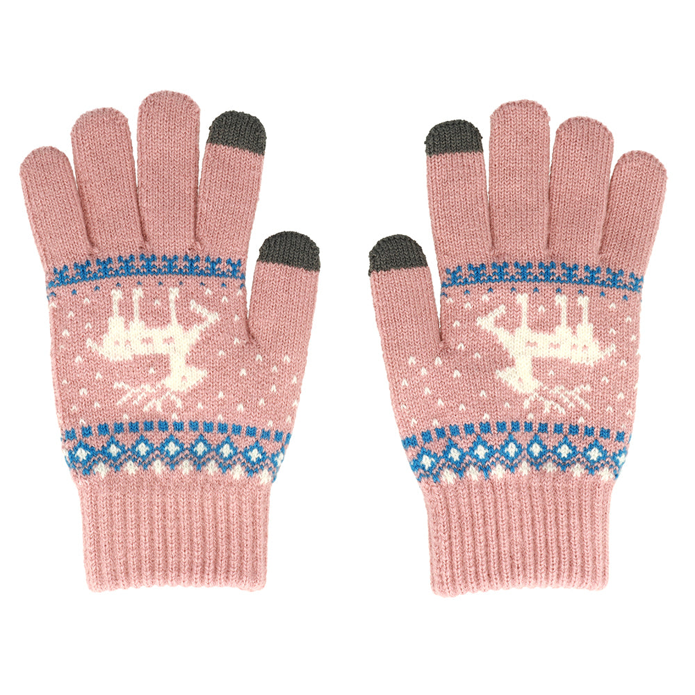 Gloves for touch screens REINDEER LIGHT PINK