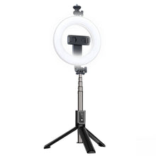 Заредете изображение във визуализатора на галерията – Selfie Stick - with detachable bluetooth remote control, tripod and ring lamp - P40D-2 Black
