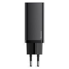 Заредете изображение във визуализатора на галерията – Baseus Wall Charger GaN2 Lite - 2xType C - QC 3.0 PD 3.0 65W 3A (CCGAN2L-E01) black
