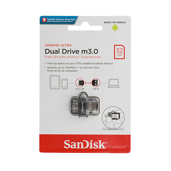 Pendrive SANDISK ULTRA DUAL DRIVE m3.0 - 256GB 150MB / s - USB 3.0 / Micro USB