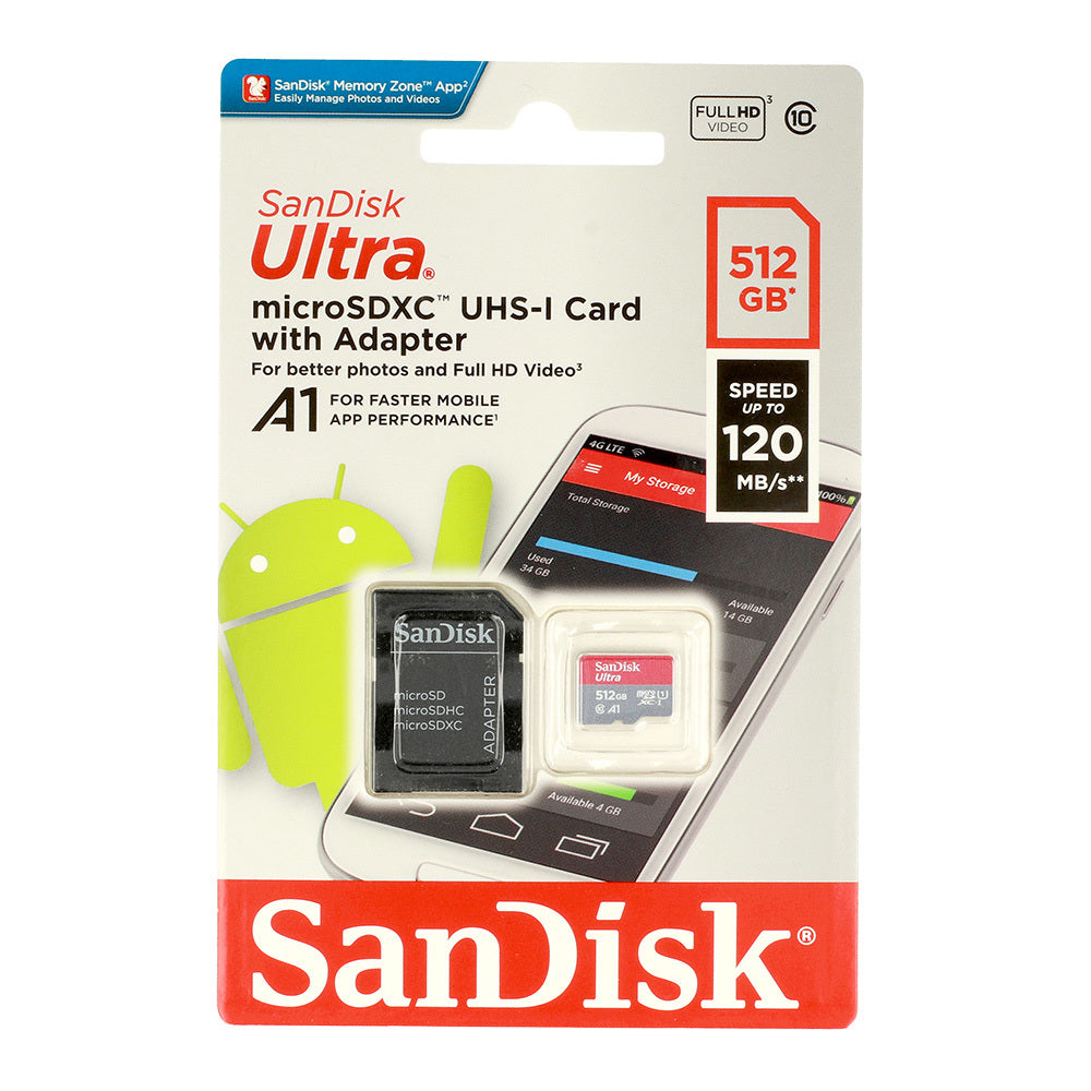 SANDISK ULTRA Memory MicroSDXC Card - 512GB 120MB/s Class 10 UHS-I + adapter