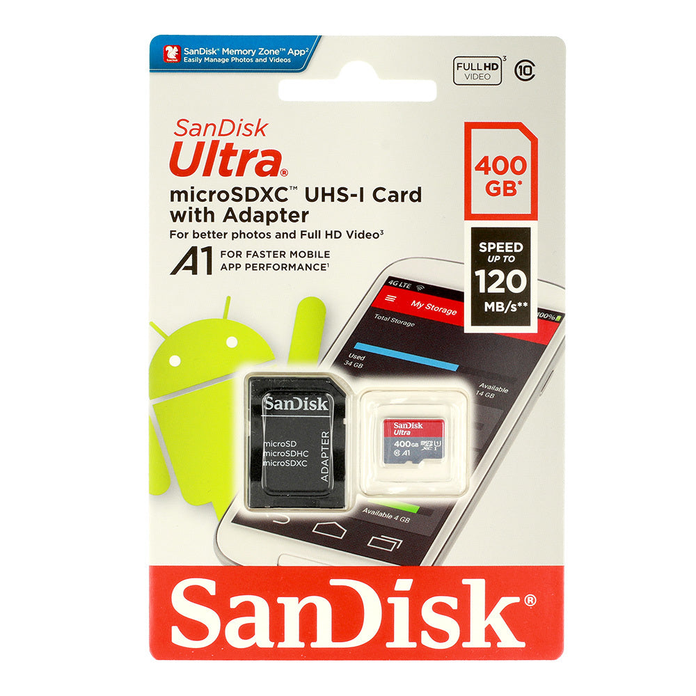 SANDISK ULTRA Memory MicroSDXC Card - 400GB 120MB/s Class 10 UHS-I + adapter