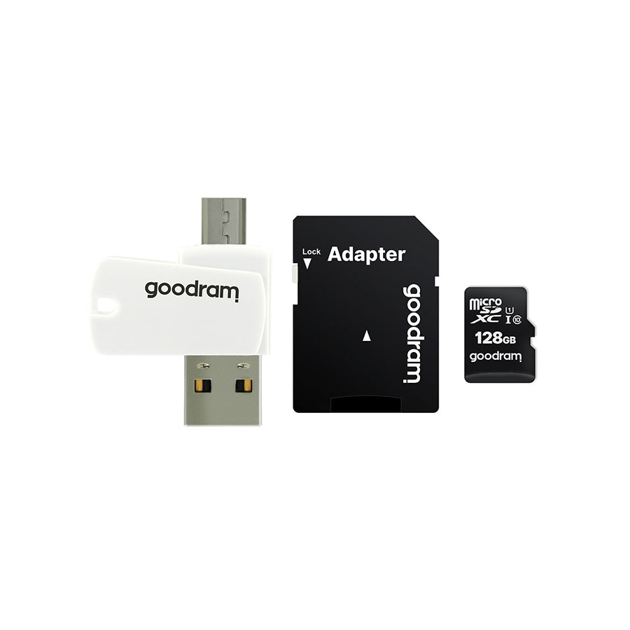 GOODRAM Memory MicroSD Card All in one - 128GB with adapter UHS I CLASS 10 100MB/s + reader