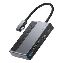 Заредете изображение във визуализатора на галерията – Baseus Adapter HUB - Type C to USB3.2 + HDMI 4K + SD + microSD + Type C PD 100W + jack 3,5mm - (CAHUB-DA0G) gray

