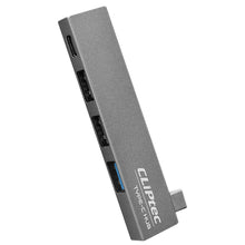 Заредете изображение във визуализатора на галерията – Cliptec Adapter HUB - Type C na USB 3.1 + 2xUSB 2.0 + Type C - Conquer RZH623 grey
