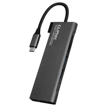 Заредете изображение във визуализатора на галерията – Cliptec Adapter HUB - Type C to 2xUSB 3.1 + Type C + SD/microSD + HDMI - DockView-6 RZH722 grey
