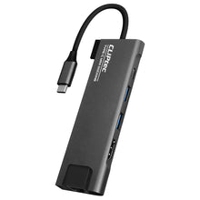 Заредете изображение във визуализатора на галерията – Cliptec Adapter HUB - Type C to 2xUSB 3.1 + Type C + HDMI + RJ45 - DockView-6 RZH731 grey
