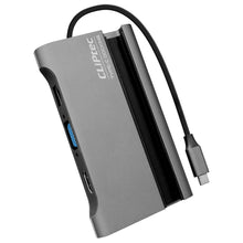 Заредете изображение във визуализатора на галерията – Cliptec Adapter HUB - Type C to 3xUSB 3.1 + Type C + HDMI + VGA + RJ45 - ViewNet-7 RZH740 grey

