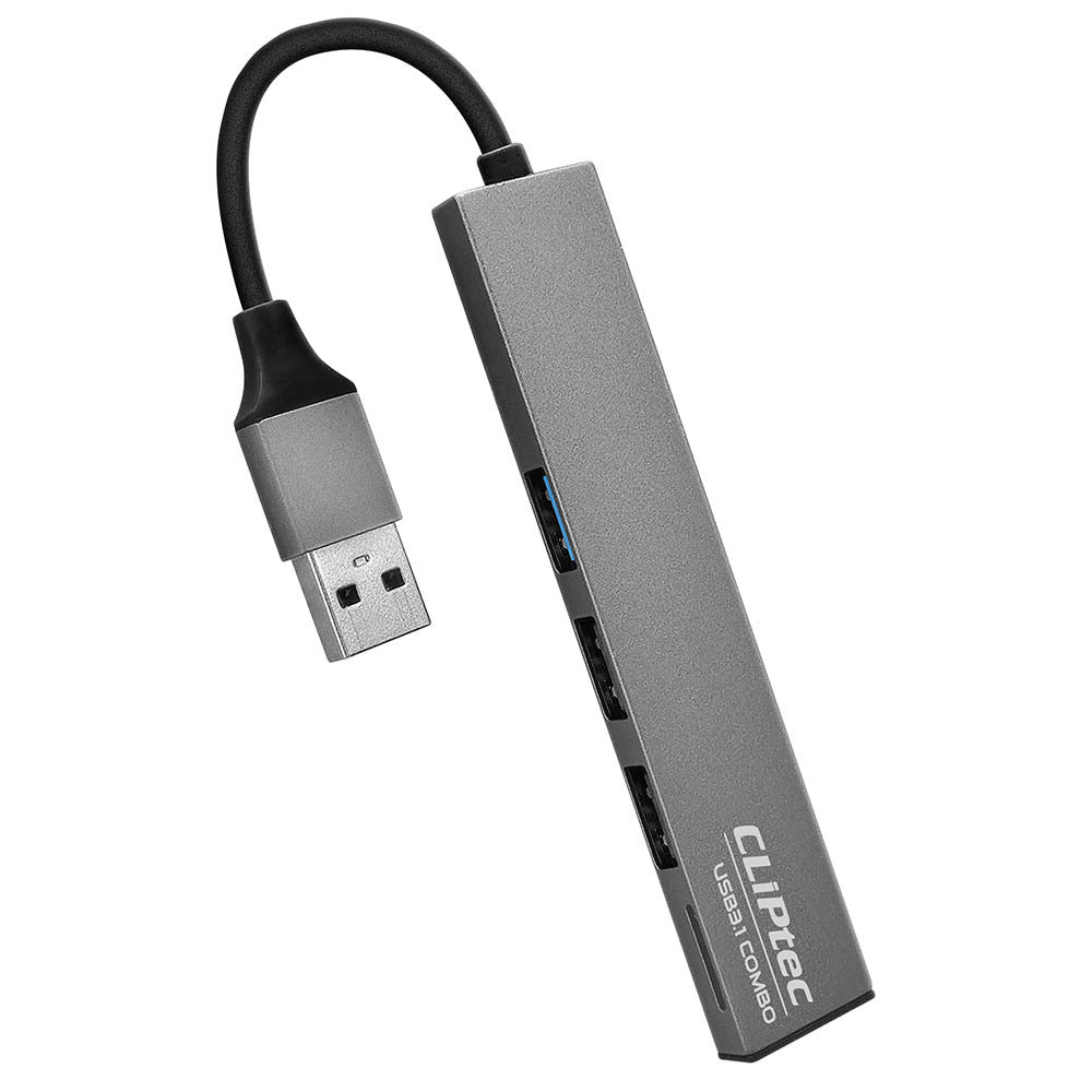 Cliptec Adapter HUB - USB to USB 3.1 + 2xUSB 2.0 + microSD - Slim Combo RZR545 grey