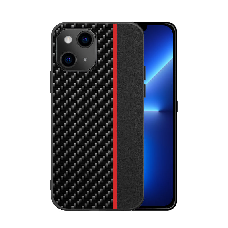 Tel Protect CARBON Case for Samsung Galaxy A02S Black with red stripe