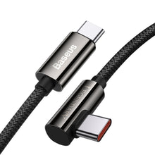 Заредете изображение във визуализатора на галерията – Baseus Cable Legend - Type C to Type C - angled 100W 2 metres (CATCS-A01) black
