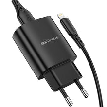 Заредете изображение във визуализатора на галерията – Borofone Wall charger BN1 Innovative - USB - 2,1A with USB to Lightning black
