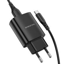 Заредете изображение във визуализатора на галерията – Borofone Wall charger BN1 Innovative - USB - 2,1A with USB to Type C black
