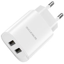 Заредете изображение във визуализатора на галерията – Borofone Wall charger BN2 Super - 2xUSB - 2,1A white
