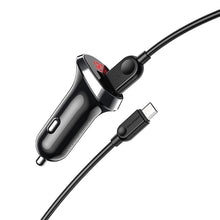 Заредете изображение във визуализатора на галерията – Borofone Car charger BZ15 Auspicious - 2xUSB - 2,4A with USB to MicroUSB cable black
