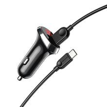 Заредете изображение във визуализатора на галерията – Borofone Car charger BZ15 Auspicious - 2xUSB - 2,4A with USB to Type C cable black
