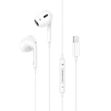 Заредете изображение във визуализатора на галерията – Borofone Earphones BM30 Max Acoustic with Lightning plug with microphone white

