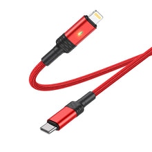 Заредете изображение във визуализатора на галерията – Borofone Cable BU30 Lynk Smart power-off - Type C to Lightning - PD 20W 1,2 metres red
