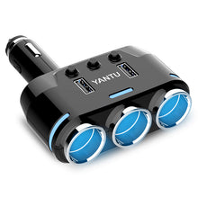 Заредете изображение във визуализатора на галерията – Car Cigarette Lighter Socket Splitter B39 Type A - 3 sockets + 2xUSB - 3,1A
