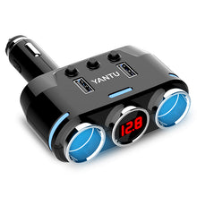 Заредете изображение във визуализатора на галерията – Car Cigarette Lighter Socket Splitter B39 Type B - 2 sockets + 2xUSB - 3,1A with display
