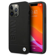 Заредете изображение във визуализатора на галерията – Original Case BMW Signature Logo Imprint Hardcase BMHCP13LSLLBK for Iphone 13 Pro Black
