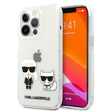 Заредете изображение във визуализатора на галерията – Original Case KARL LAGERFELD Karl &amp; Choupette Hard Case KLHCP13LCKTR for Iphone 13 Pro Transparent
