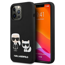 Заредете изображение във визуализатора на галерията – Original Case KARL LAGERFELD Silicone Karl&amp;Choupette KLHCP13LSSKCK for Iphone 13 Pro black
