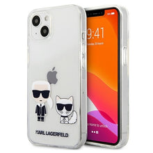 Заредете изображение във визуализатора на галерията – Original Case KARL LAGERFELD Karl &amp; Choupette Hard Case KLHCP13MCKTR for Iphone 13 Transparent
