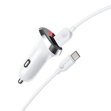 Заредете изображение във визуализатора на галерията – Borofone Car charger BZ15 Auspicious - 2xUSB - 2,4A with USB to Type C cable white
