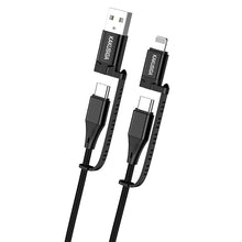 Заредете изображение във визуализатора на галерията – KAKU Cable KSC-654 Tuojie 4 in 1 - USB + Type C to Type C + Lightning - 1,2 metres black
