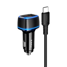 Заредете изображение във визуализатора на галерията – KAKU Car Charger KSC-528 Shengyu - 2xUSB - 2,8A with USB to Type C black
