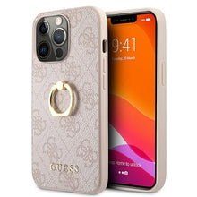 Заредете изображение във визуализатора на галерията – Original Case GUESS 4G Collection Hardcase with Ring GUHCP13L4GMRPI for Iphone 13 Pro Pink

