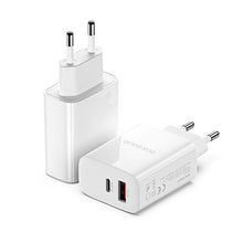 Заредете изображение във визуализатора на галерията – Wall charger Dux Ducis C70 - USB + Type C - PD 20W QC 3.0 18W 3A white
