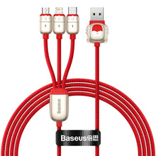 Заредете изображение във визуализатора на галерията – Baseus Cable Year of the Tiger 3 in 1 - USB to Type C, Lightning, Micro USB - 3,5A 1,2 metres (CASX010009) red
