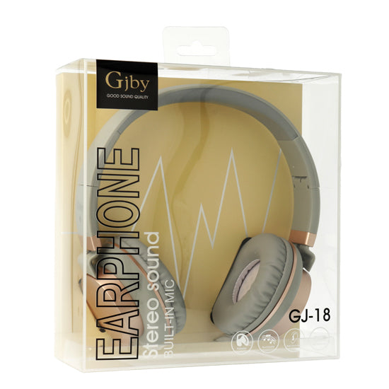 GJBY headphones - AUDIO EXTRA BASS GJ-18 with microphone Grey