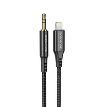 Заредете изображение във визуализатора на галерията – Borofone Cable BL7 - jack 3,5mm to Lightning - 1 metre black
