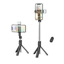 Заредете изображение във визуализатора на галерията – Borofone Selfie Stick BY8 Magic Fill Light bluetooth with tripod and remote control black
