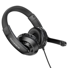 Заредете изображение във визуализатора на галерията – Borofone Headphones BO102 Amusement gaming with microphone black
